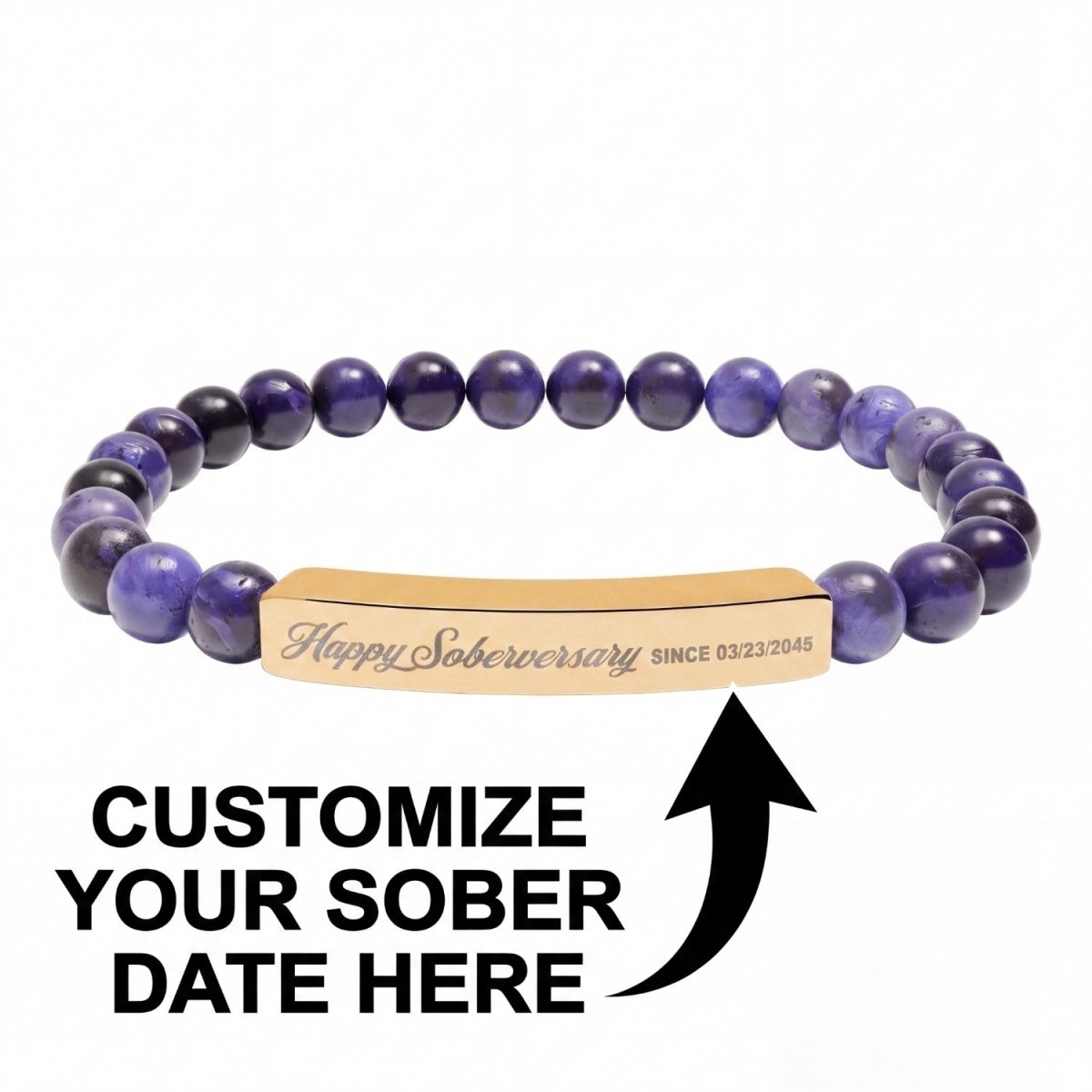 Sobriety Gift | Happy Soberversary Stone Bar Jewelry (Engraving)
