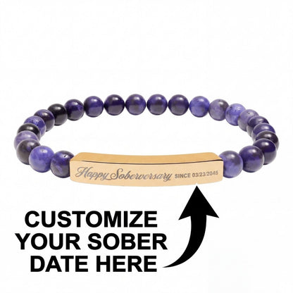 Sobriety Gift | Happy Soberversary Stone Bar Jewelry (Engraving)