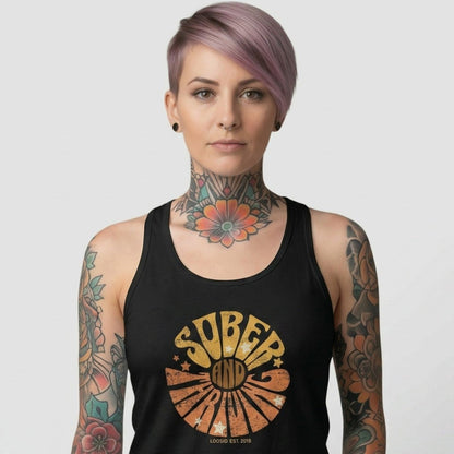 Sober and Thriving Sober Tank Top close-up view (view 2)