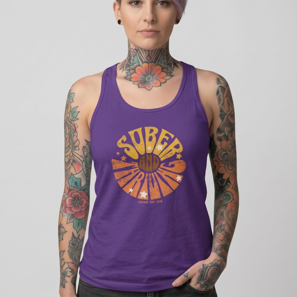 Sober and Thriving Sober Tank Top flat lay styled image (view 13)