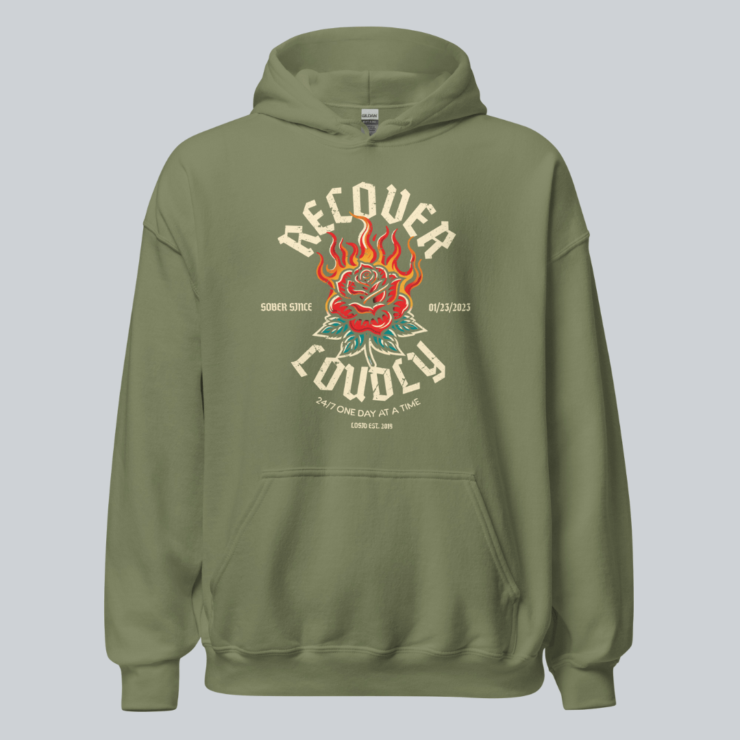 Recovery Hoodie | Recover Loudly Women’s Custom Sobriety Date