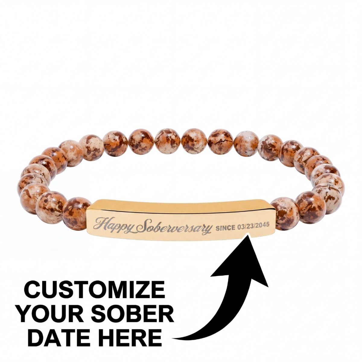 Sobriety Gift | Happy Soberversary Stone Bar Jewelry (Engraving)
