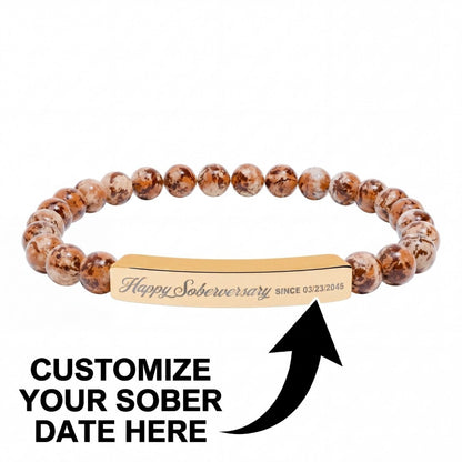 Sobriety Gift | Happy Soberversary Stone Bar Jewelry (Engraving)