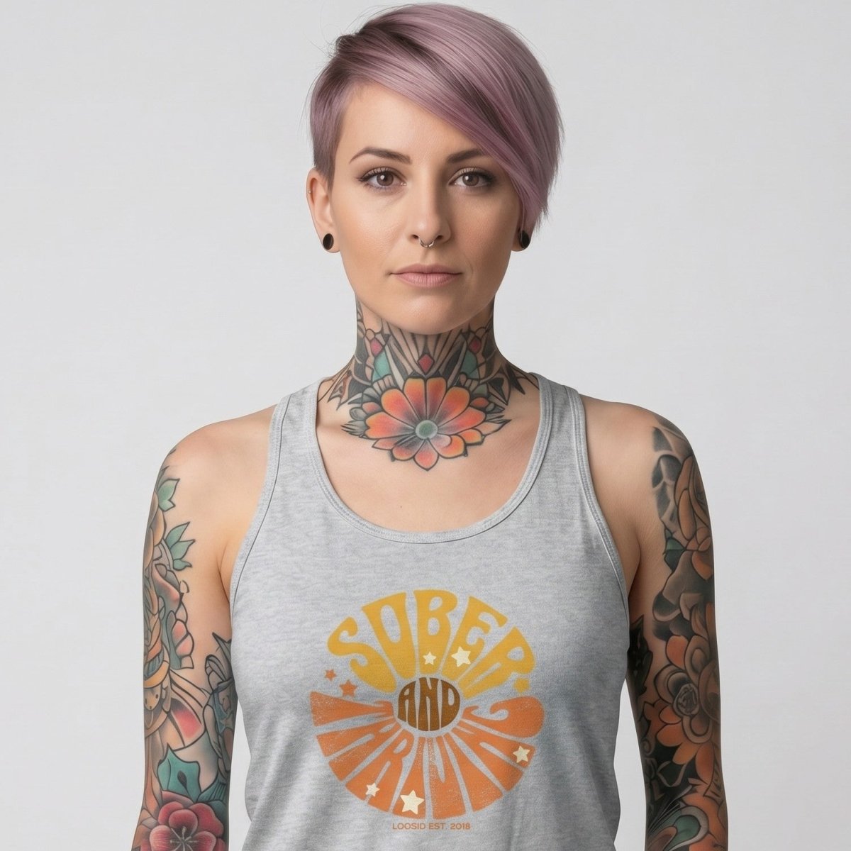 Sober and Thriving Sober Tank Top lifestyle view (view 15)