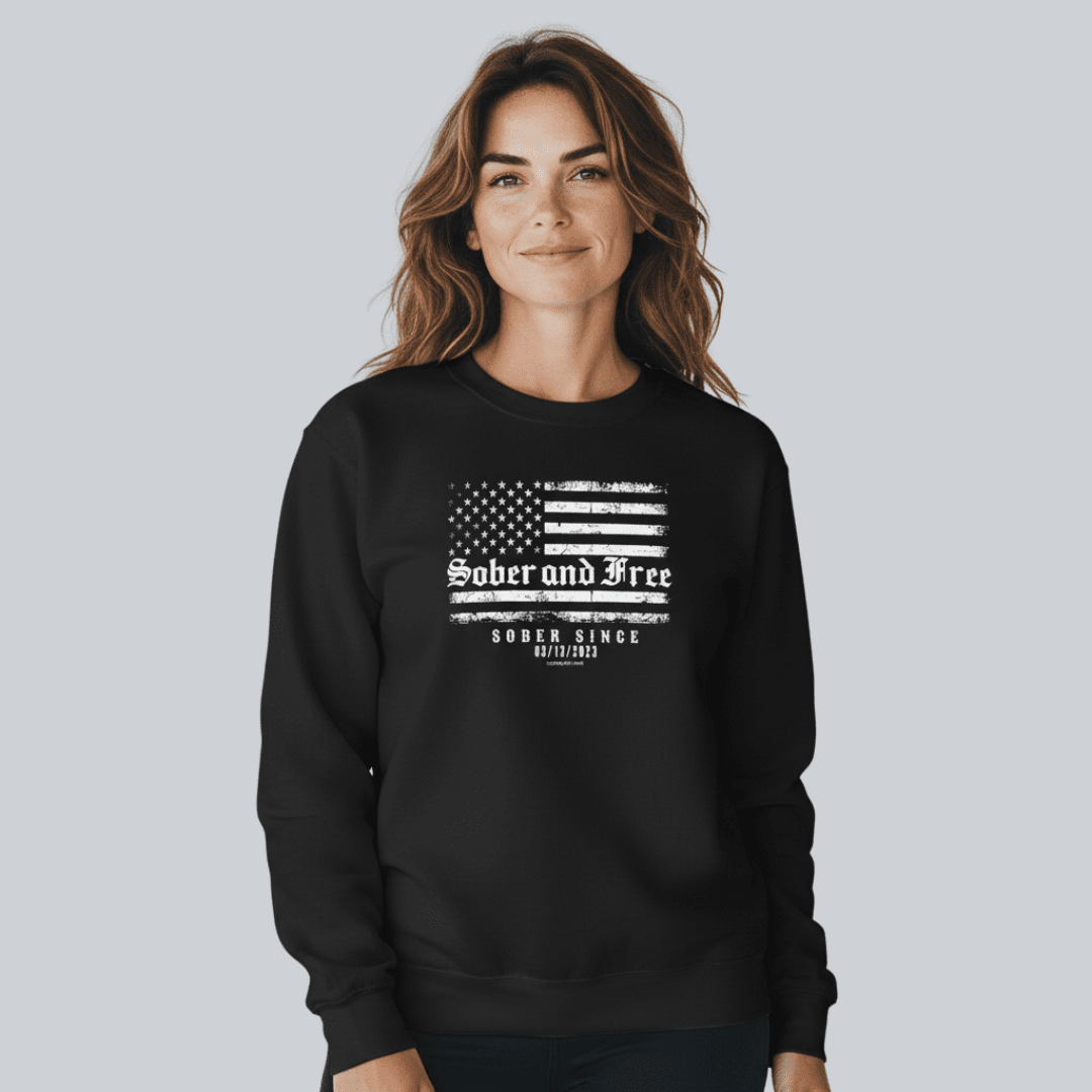 Sober and Free Sobriety Sweatshirt | Custom Recovery Date