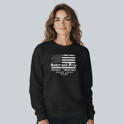 Sober and Free Sobriety Sweatshirt | Custom Recovery Date