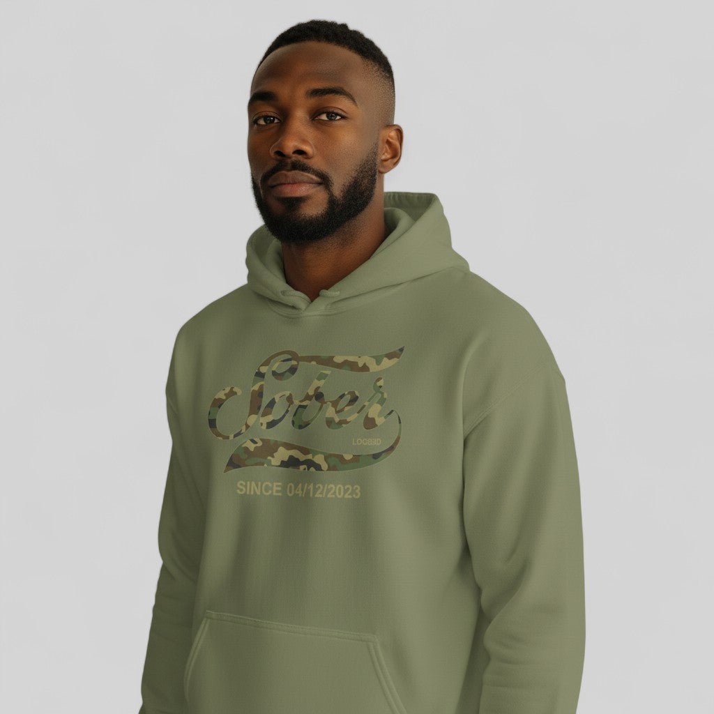 Recovery Hoodie | Sober Since Camo Hoodie with Personalized Date
