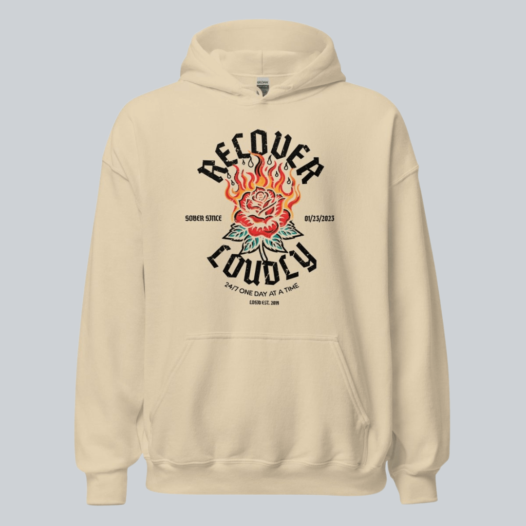 Recovery Hoodie | Recover Loudly Women’s Custom Sobriety Date