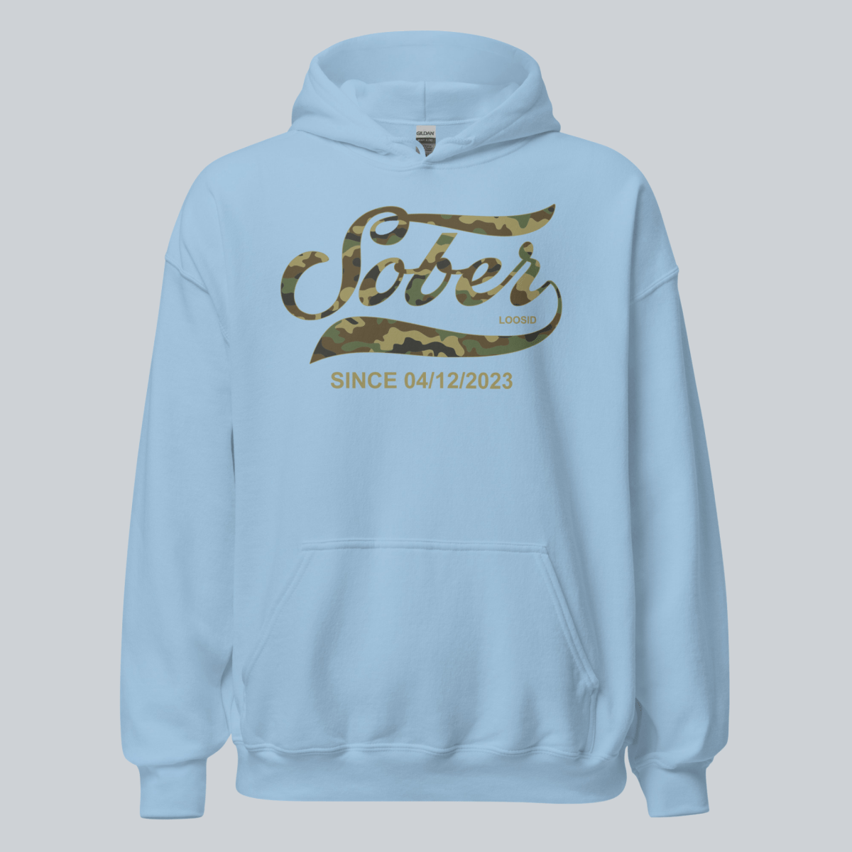 Recovery Hoodie | Sober Since Camo Hoodie with Personalized Date