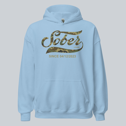 Recovery Hoodie | Sober Since Camo Hoodie with Personalized Date