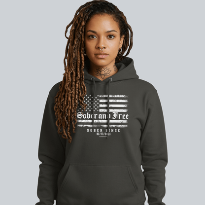 Recovery Hoodie | Sober and Free Custom Sobriety Date Sweatshirt
