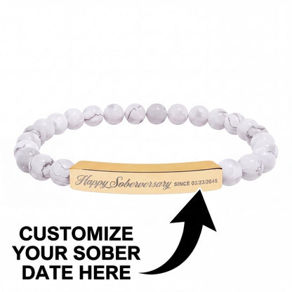 Sobriety Gift | Happy Soberversary Stone Bar Jewelry (Engraving)