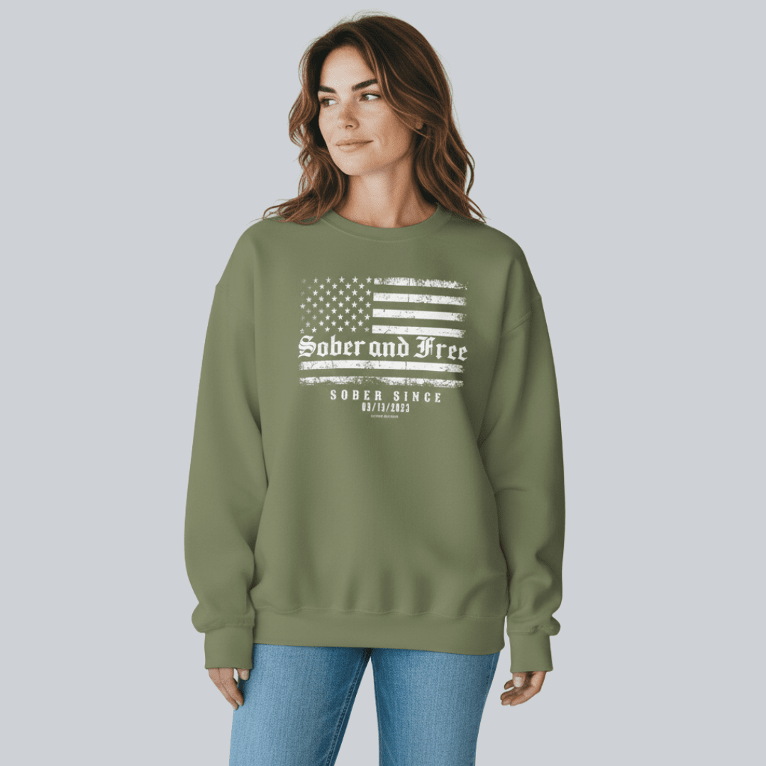 Sober and Free Sobriety Sweatshirt | Custom Recovery Date