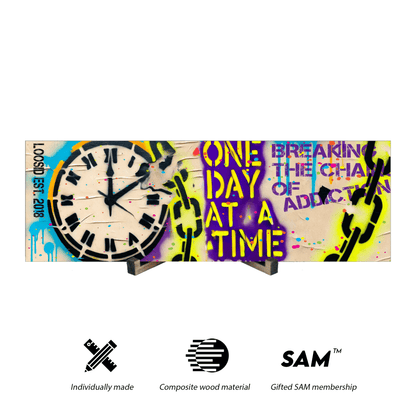 "One Day at a Time Clock" Printed Composite Wood Sign  