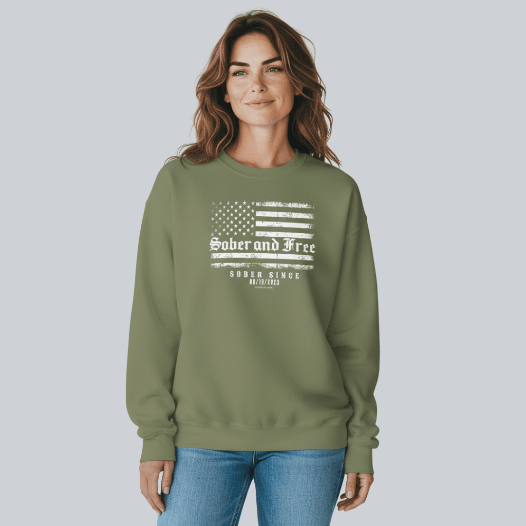 Sober and Free Sobriety Sweatshirt | Custom Recovery Date