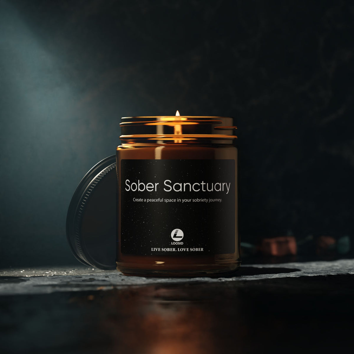 Sober Sanctuary Scented Soy Candle (Amber Jar)