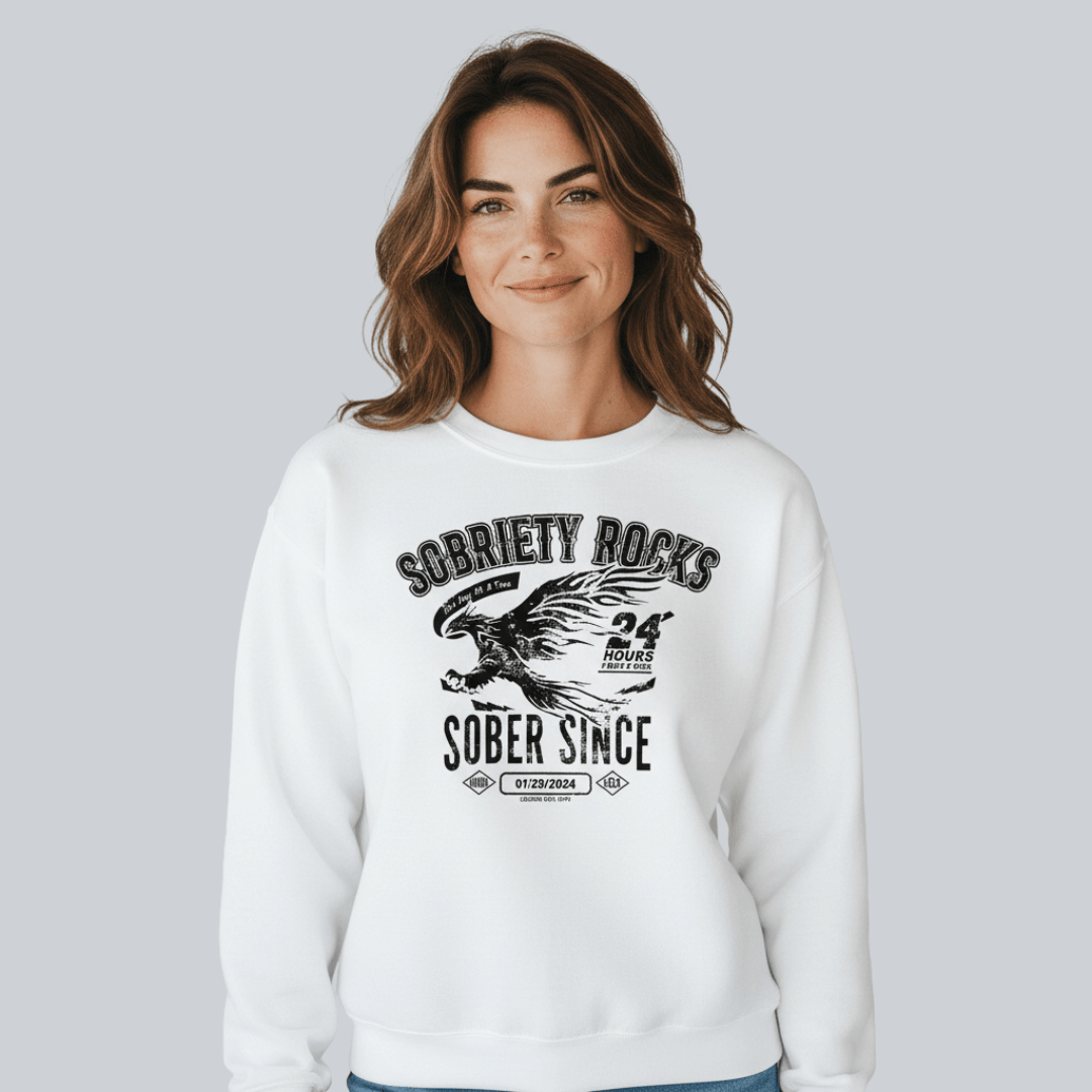 Sobriety Rocks | Women's Sober Since Sweatshirt with Custom Sobriety Date
