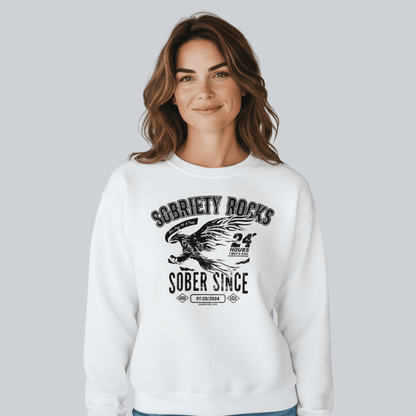 Sobriety Rocks | Women's Sober Since Sweatshirt with Custom Sobriety Date