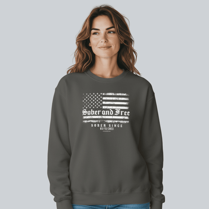 Sober and Free Sobriety Sweatshirt | Custom Recovery Date