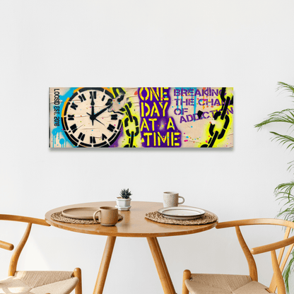 "One Day at a Time Clock" Printed Composite Wood Sign  