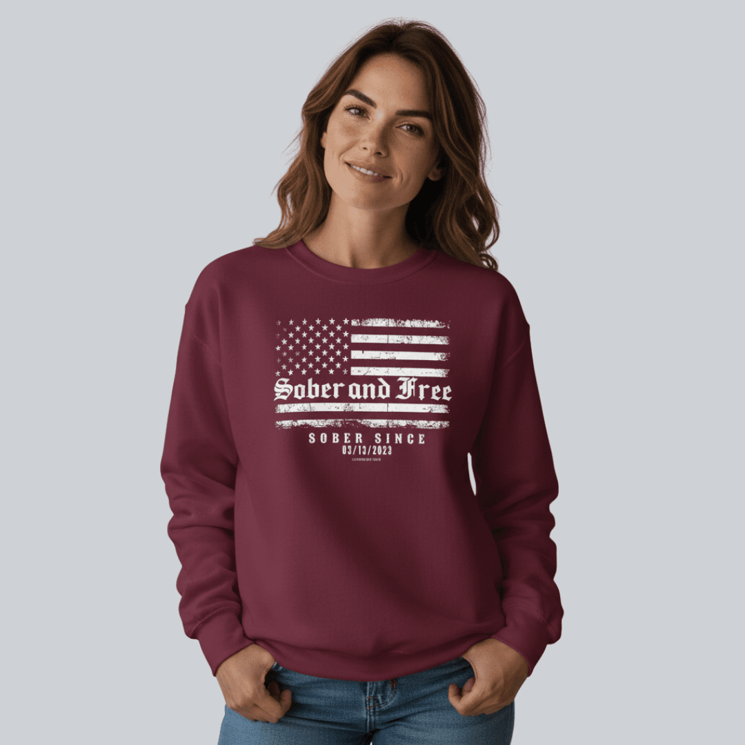 Sober and Free Sobriety Sweatshirt | Custom Recovery Date