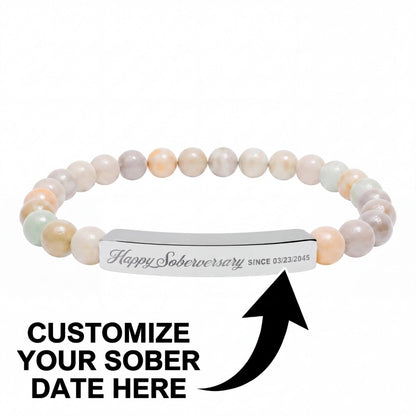 Sobriety Gift | Happy Soberversary Stone Bar Jewelry (Engraving)