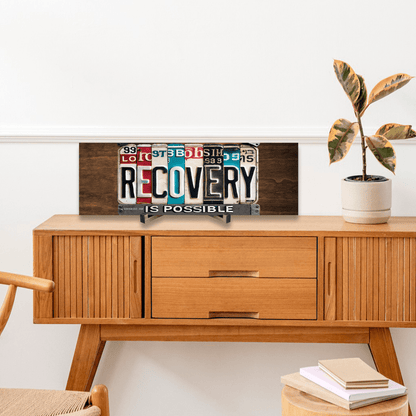 Recovery Is Possible License Plate Printed Composite Wood Sign