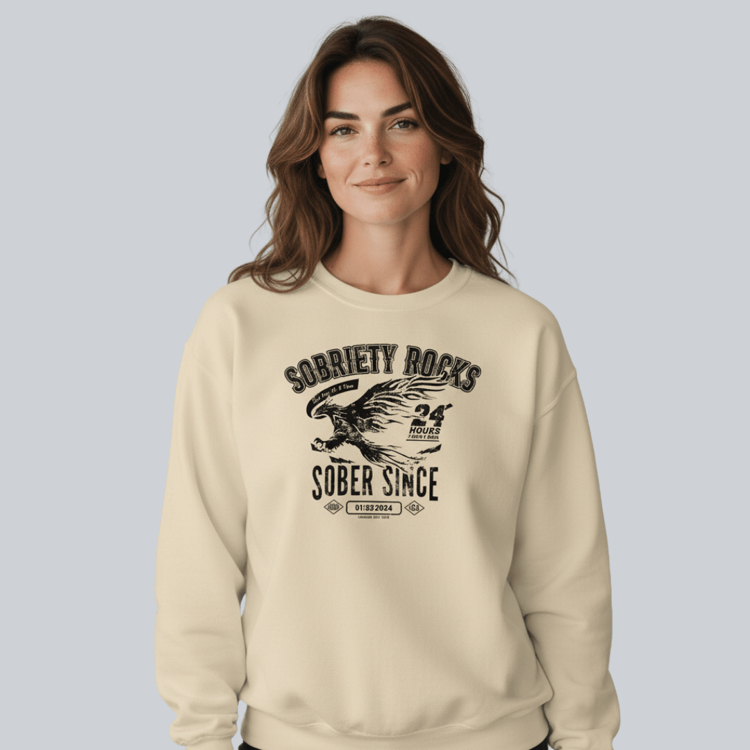 Sobriety Rocks | Women's Sober Since Sweatshirt with Custom Sobriety Date