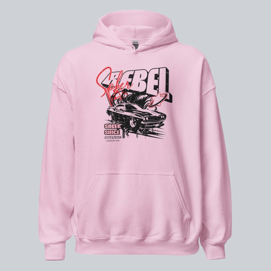 Sober Rebel Custom Sobriety Date Recovery Hoodie back view (view 7)