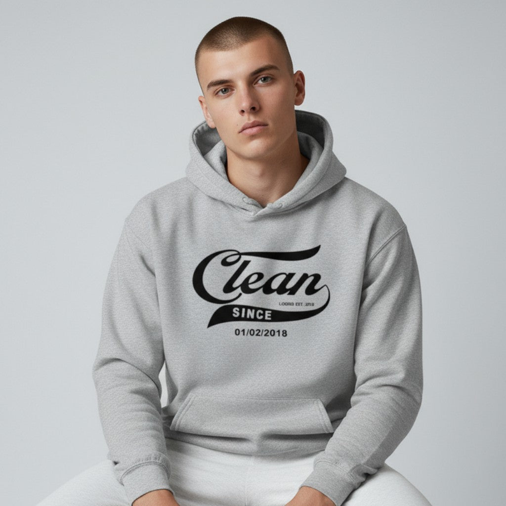 Recovery Hoodie | Men's Clean & Sober Hoodie with Custom Sobriety Date