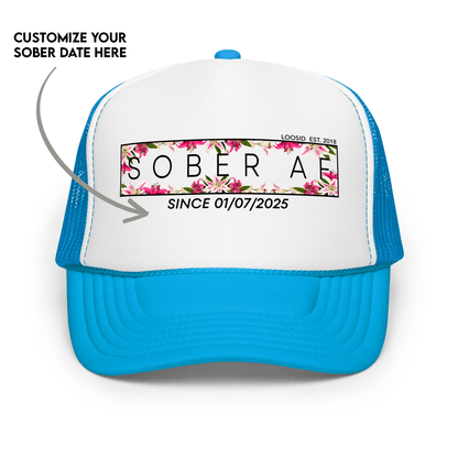Women's Sober AF Lily Trucker Hat  w/ Personalized Sobriety Date