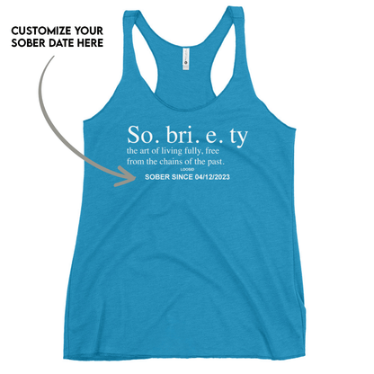 Sobriety Definition Women's Racerback Tank w/Personalize Sober Date