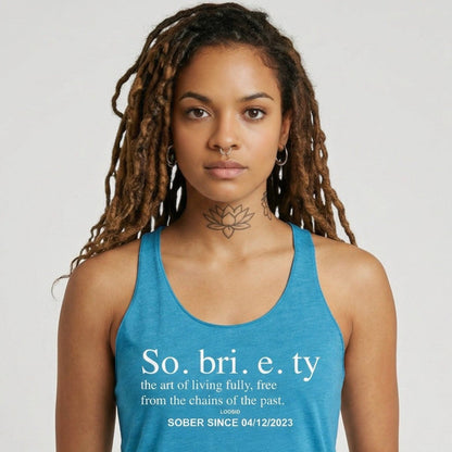 Sobriety Definition Women's Racerback Tank w/Personalize Sober Date