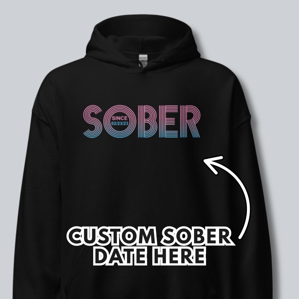 Recovery Hoodie | Retro Sobriety Date Hoodie with Personalized Date