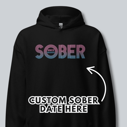 Recovery Hoodie | Retro Sobriety Date Hoodie with Personalized Date