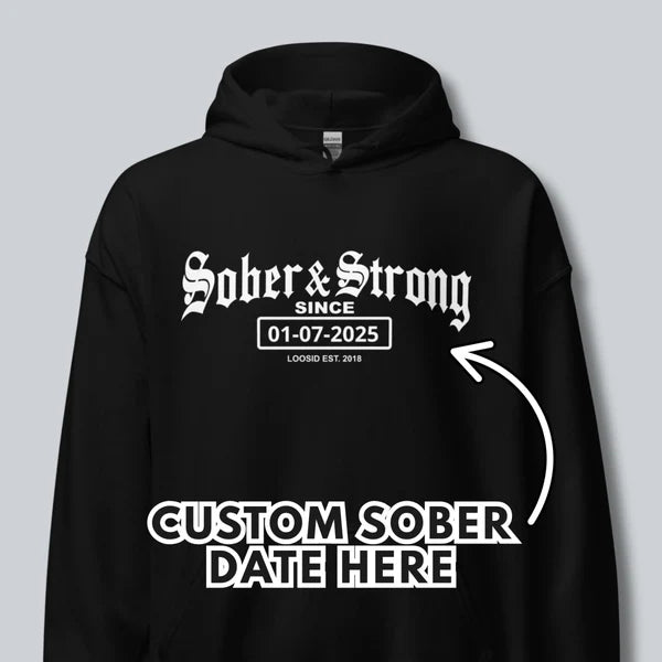 Recovery Hoodie | Unisex Old School Sober Hoodie with Custom Date