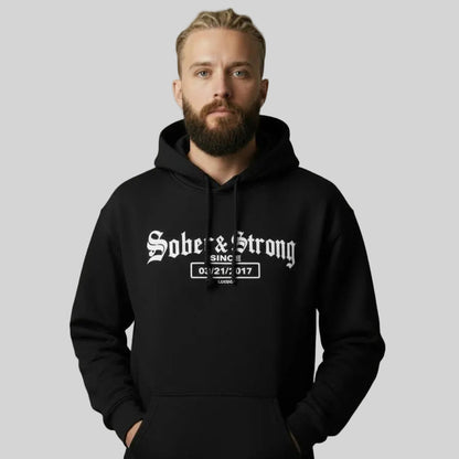 Recovery Hoodie | Men's Sober & Strong Old School with Custom Date