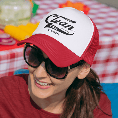 High-profile sober hat with snapback closure and flat bill