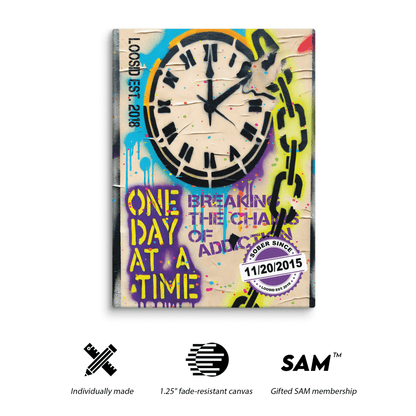 One Day At a Time Canvas w/ Personalized Sobriety Date