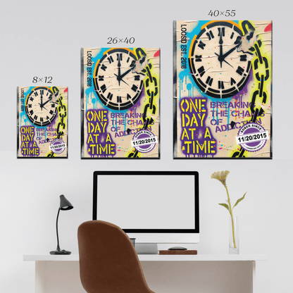 One Day At a Time Canvas w/ Personalized Sobriety Date