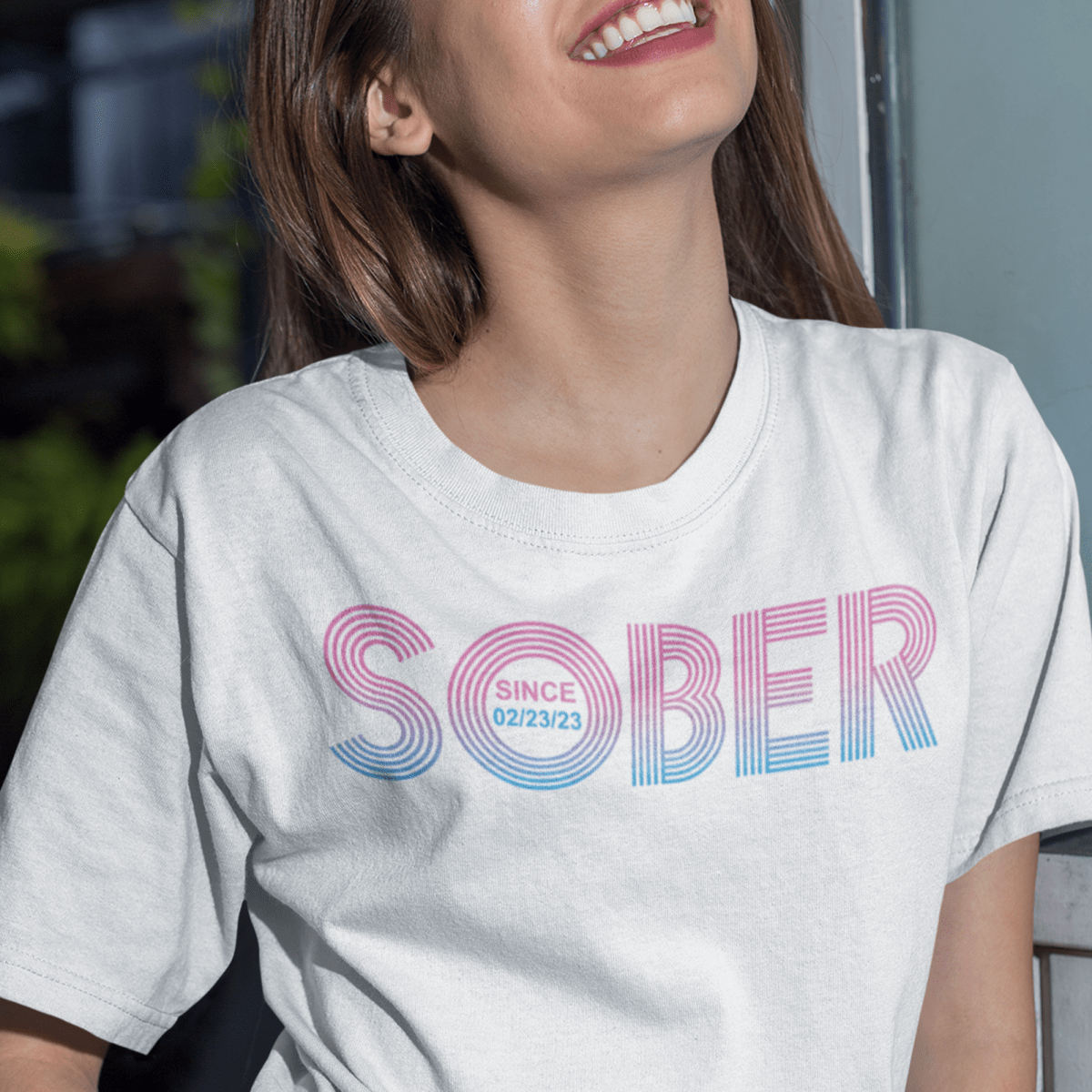 Women's Retro Sober Since T-Shirt w/ Personalized Sobriety Date
