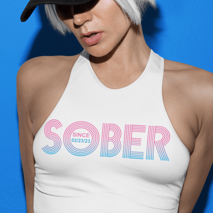 Women's Retro Sober Since tank top w/ Personalized Sobriety Date