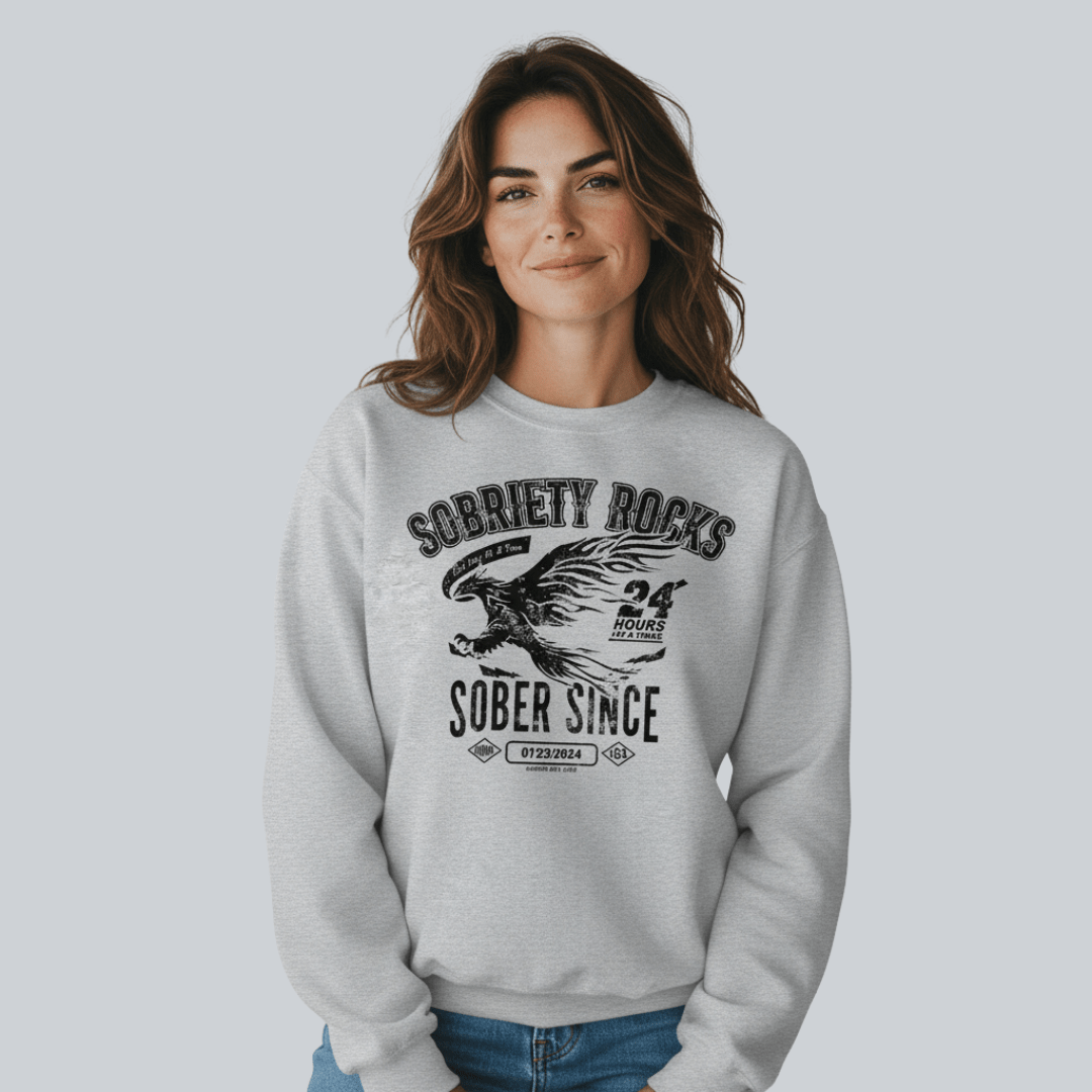 Sobriety Rocks | Women's Sober Since Sweatshirt with Custom Sobriety Date