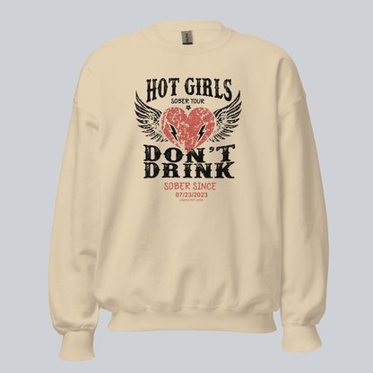 Hot Girls Sobriety Sweatshirt | Custom Recovery Date