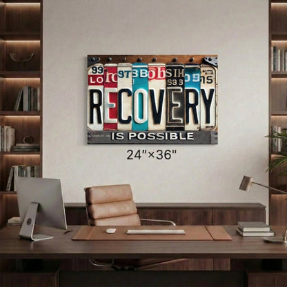 Recovery Is Possible License Plate Sobriety Gift flat lay styled image (view 3)