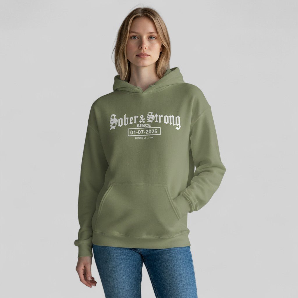 Recovery Hoodie | Women’s Old School Sober Hoodie with Custom Date