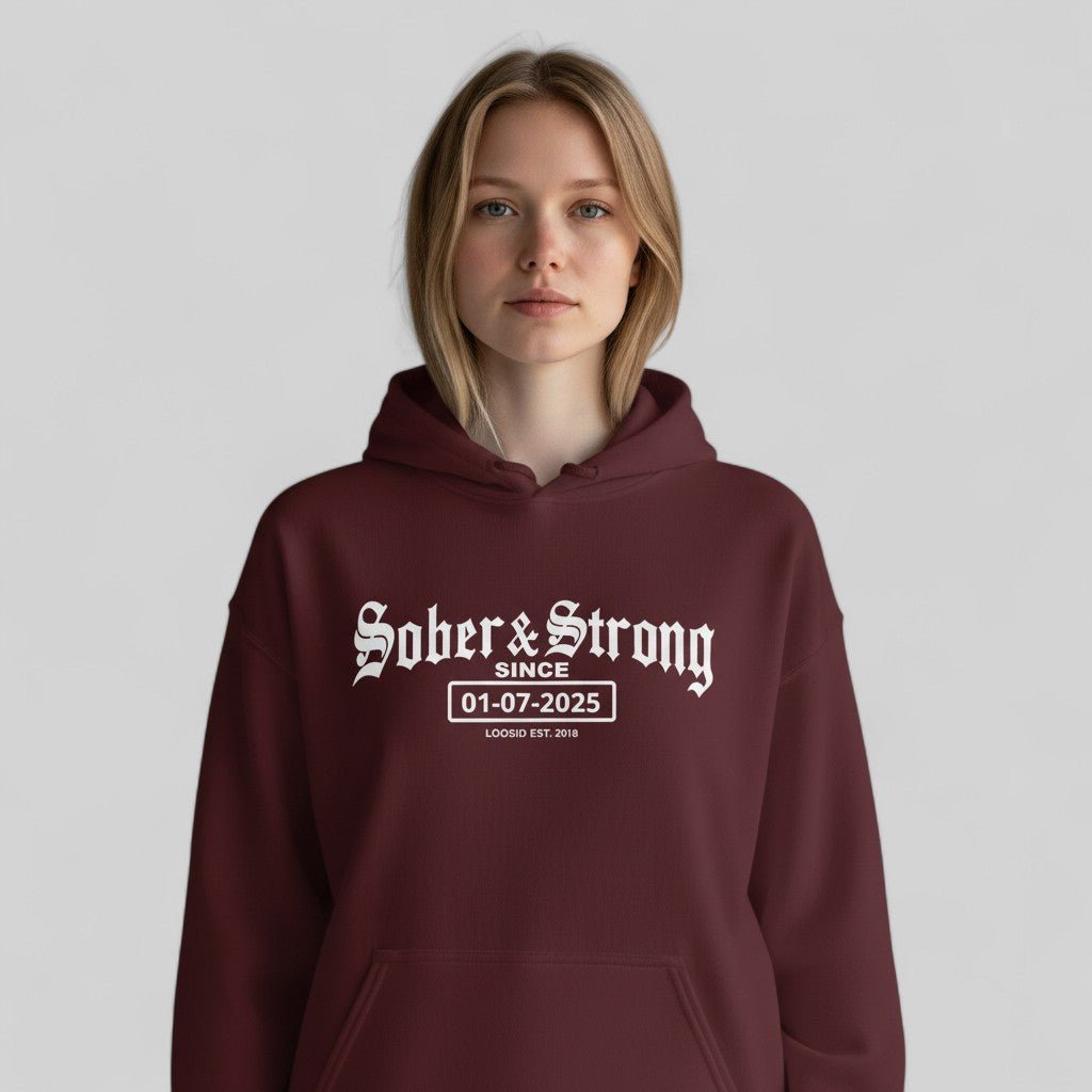Recovery Hoodie | Women’s Old School Sober Hoodie with Custom Date