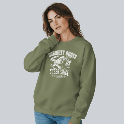 Sobriety Rocks | Women's Sober Since Sweatshirt with Custom Sobriety Date