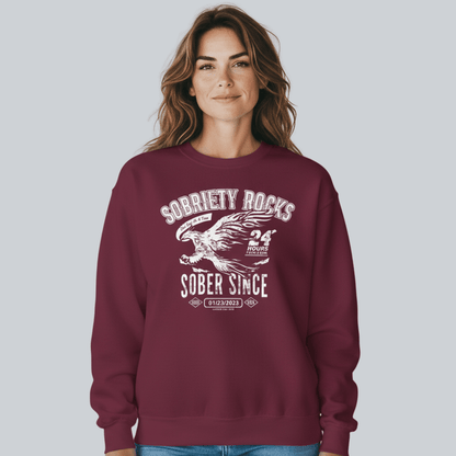 Sobriety Rocks | Women's Sober Since Sweatshirt with Custom Sobriety Date