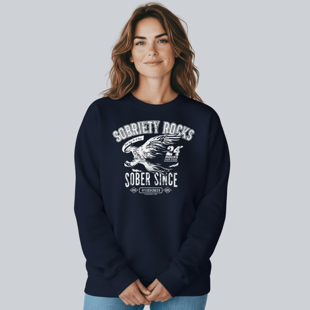 Sobriety Rocks | Women's Sober Since Sweatshirt with Custom Sobriety Date